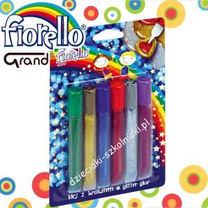 Klej z brokatem 6 kolorów x 13ml FIORELLO