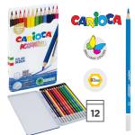 Kredki ołówkowe akwarelowe 12 kol. Carioca Italy pud.metal