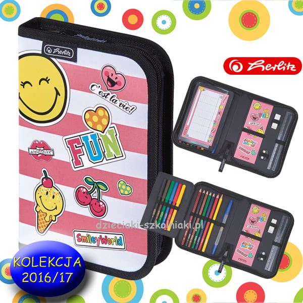 Piórnik z wyposażeniem 19el. HERLITZ Smiley GIRLY 2016/17