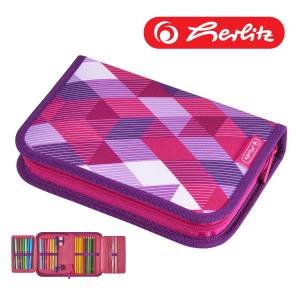 Piórnik z wyposażeniem 31el. Herlitz Pink Cubes
