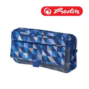 Piórnik kosmetyczka HERLITZ 2 kieszenie Geometric Blue