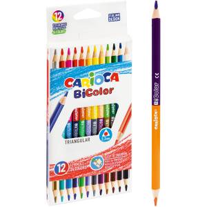 Kredki dwustronne trójkątne CARIOCA BiColor 12szt/24 kol.
