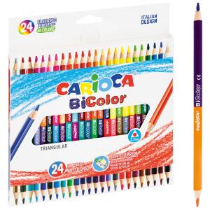 Kredki dwustronne trójkątne CARIOCA BiColor 24szt/48 kol.