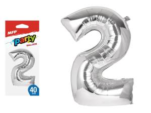 Balon foliowy cyfra '2' 40 cm srebrna MFP