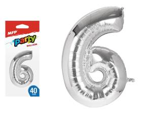 Balon foliowy cyfra '6' 40 cm srebrna MFP