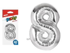 Balon foliowy cyfra '8' 40 cm srebrna MFP