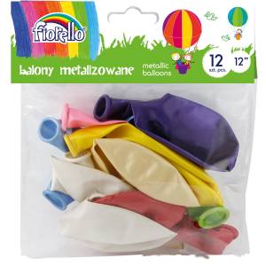 Balon metaliczny 30cm zestaw 12 szt. mix kolorów Fiorello
