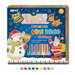 Farby witrażowe AMOS 10 kolorów + witraże Christmas
