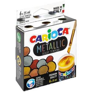 Farby plakatowe tempery metaliczne 6 kol. 25ml Carioca
