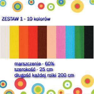 Bibuła marszczona krótka 25cm zestaw 1 10 kol. Fiorello