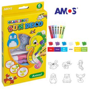 Farby witrażowe AMOS 6 kol. x10,5ml Animal +witrażyki
