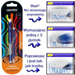 Długopis wymazywalny CORRETTO 1609  niebieski +wkład